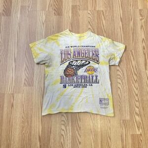 Los Angeles Lakers Shirt Size M  Yellow Acid Wash Mitchell Ness T Shirt #64